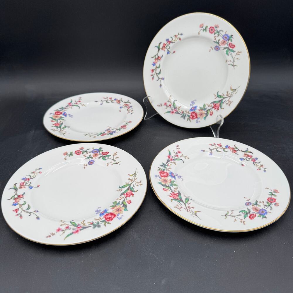 Vintage Luncheon Plates by Wedgwood in Devon Sprays Bone China Set of 4